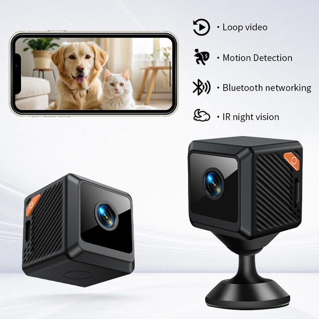 Wholesale Mini Pet Camera with Motion Detection IR Night Vision Bluetooth Loop Recording for Dog Cat Home Monitoring