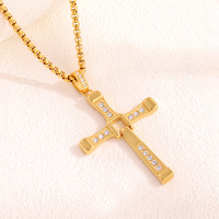Collar de Cruz de Acero Inoxidable 316L, Estilo Veloz y Apasionado 8 Torredo, para Hombre, Agresivo, Moderno, para Fiesta