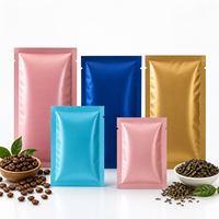 Pochettes plates métallisées brillantes personnalisées à trois soudures pour l'emballage du café et du thé