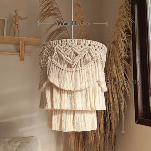 Envío Directo, Decoración Ecológica de Algodón, <span class=keywords><strong>Adornos</strong></span> Colgantes de Macramé Tejidos a Mano, Pantalla de Lámpara Ligera, Decoración del Hogar - Product Image 2