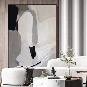<span class=keywords><strong>Pittura</strong></span> murale astratta di tela bianca nera fatta a mano <span class=keywords><strong>pittura</strong></span> a olio <span class=keywords><strong>geometrica</strong></span> moderna minimalista decorazione di arte della parete - Product Image 5