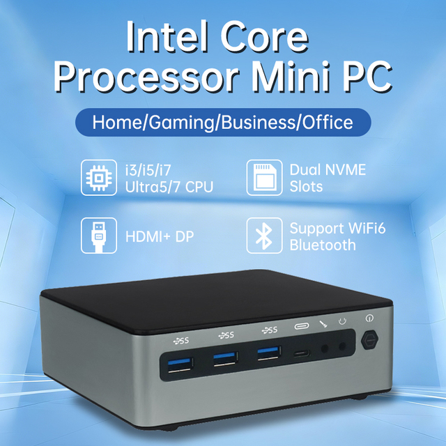 12th/13th Gen Mini Pcs Core I3/i5/i7 Processor Office Ai Mini Pc Case Desktop Computer 2 LAN Gaming Mini Pc DP HDMI 4K Display