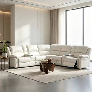 Sofá Esquinero Reclinable Eléctrico en Forma de L con Tira de Luz LED Modular Frank, Ideal para Áreas de Recepción de Empresas - Product Image 3