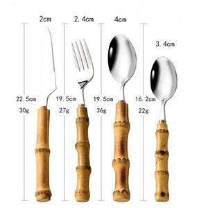 Custom Logo Wholesale of Stainless Steel Creative Natural Bambus-handled <b>Knife</b> Fork and Spoon Retro Steak <b>Knife</b> Fork and Spoon - Product Image 2
