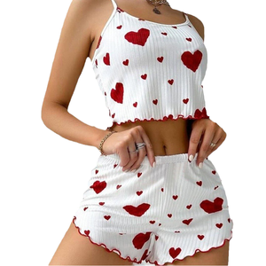 Pantaloncini a canotta stampati a forma di cuore oversize da donna di grandi dimensioni per il sonno a casa abbigliamento Casual donna incinta <span class=keywords><strong>adulti</strong></span> - Product Image 3