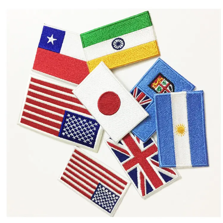 Parche bordado con bandera nacional para niños, personalizado, gran oferta, mochilas, ropa