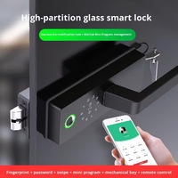 Cerradura Inteligente Tuya de Alta Calidad para Puerta de Vidrio con Control de Acceso por Huella Dactilar, Manija de Aluminio, Llave y Entrada de Código para Uso en Oficinas