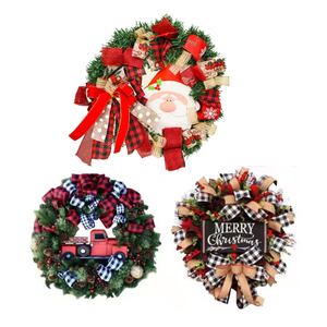 Guirlande de Noël artificielle GL-192 pour <span class=keywords><strong>porte</strong></span> d'entrée avec <span class=keywords><strong>ruban</strong></span> en toile de jute - Product Image 1