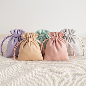 Flannel Jewelry <b>Drawstring</b> Bags 7x9cm To 15x20cm Rectangular Fabric Gift Storage <b>Pouches</b> For Earring Packaging - Product Image 2