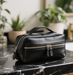 High Quality Manufacturer Travel <strong>Toiletry</strong> <strong>Bag</strong> <strong>Toiletry</strong> <strong>Bag</strong> <strong>Portable</strong> Makeup Customized Black Leather Cosmetic Makeup <strong>Bag</strong> for <strong>Men</strong>