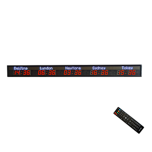 [Hong hao] màu đỏ trắng LED đồng hồ Thế Giới màu kỹ thuật số thế giới 2.3 inch Đồng hồ múi giờ đồng hồ LED Tường - Product Image 3