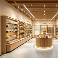 Meuble de présentation robuste et écologique sur mesure pour magasin de pêche, comptoir mural éclairé par LED pour la vente de cannes à pêche et leur accessoires