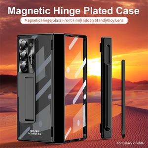 Pour <span class=keywords><strong>Samsung</strong></span> Galaxy <span class=keywords><strong>Z</strong></span> <span class=keywords><strong>Fold</strong></span> 6 5 4 <span class=keywords><strong>3</strong></span> Placage PC double charnière support de protection étui à stylo <span class=keywords><strong>avec</strong></span> <span class=keywords><strong>stylet</strong></span> en verre trempé - Product Image 3