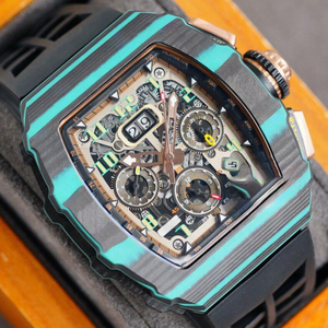 Classic 11-03 High Quality Chronograph ETA Mechanical <b>Watch</b> Carbon Fiber <b>Case</b> Stainless Steel Band Sapphire Crystal - Product Image 2