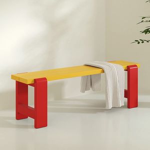 Mueble de Entrada Moderno Rojo y Amarillo Dy70098 con Gancho para Toallas, Ideal para Dormitorio - Product Image 3