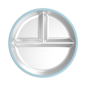 Assiettes pour tout-petits en acier inoxydable 304, <span class=keywords><strong>vaisselle</strong></span> en silicone, base à ventouse antidérapante, résistante à <span class=keywords><strong>la</strong></span> chaleur, plateau de sevrage divisé pour enfants - Product Image 2