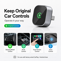 Adaptor Mini CarPlay Android Auto Nirkabel, USB Type C Plug and Play, Mendukung Kontrol Mobil Asli, Gratis Adaptor USB-A ke Type-C