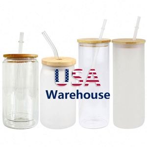 Vente en gros usine – Verre à soda en forme de canette de bière transparente de 12 oz et 16 oz, personnalisable, vierge pour sublimation, avec couvercle en bambou - Product Image 1