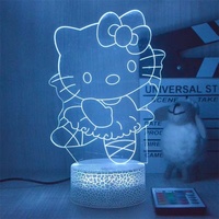 Kitty 3D LED Illusion lampe de nuit à 7 couleurs changeantes