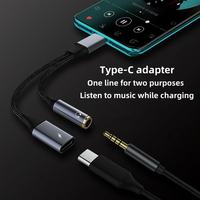 Cable Adaptador de Audio Auxiliar Tipo C 2 en 1 con Divisor, Trenzado de Nylon y Aluminio, para Laptop, Teléfono, Auriculares, Llamadas y Carga
