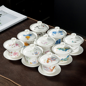 Vente en gros de tasses à thé chinoises en céramique de Fujian Sancai Gaiwan de 150 ml, écologiques, nouveau style <span class=keywords><strong>chinois</strong></span> - Product Image 6