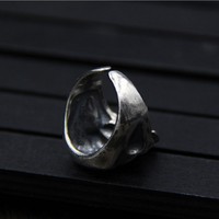 Bague Crâne Rétro BOCAI en Argent S925 pour Homme, Design Original Personnalisé, Bijou Hip-Hop Punk en Argent, Bague de Mariage