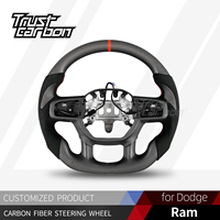 Volant en fibre de carbone mat personnalisé Rebel pour Dodge Ram TRX 1500 3500 4500 18-22 avec palettes de changement de vitesse et poignées en microfibre