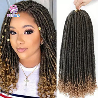 Extensions de cheveux en crochet FURINA Fashion 2025, 18 pouces, 24 mèches, 110 grammes, fibre japonaise, densité 200%, vente en gros, faux locks, cheveux tressés