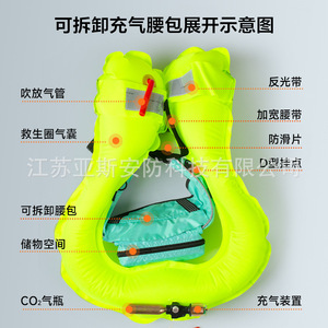 Automatic Inflatable Life Jacket High Buoyancy Belt With Co2 Cylinder For Fishing Boating Emergency Adult One Size Oxford Fabric - Product Image 1
