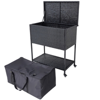 Chariot isotherme en rotin personnalisé pour l'extérieur, chariot à roulettes pour boissons glacées, chariot isotherme imperméable pour les fêtes de jardin