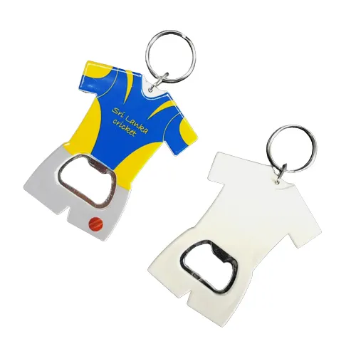 Bán buôn tùy chỉnh thể thao Jersey Keychain t Áo sơ mi hình nhựa mở chai với vòng chìa khóa