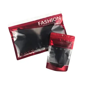 Factory Customize Packet Window Zipper Pouch Plastic Underwear Packaging Panty Bag