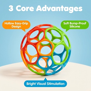 Set de Regalo Easy-Grasp <span class=keywords><strong>Oball</strong></span> - Juego de 2 Pelotas y Sonajeros Grasp the Day, Silicona Libre de BPA, Logotipo Personalizado Impreso, Unisex, Recién Nacido+ - Product Image 5