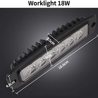 Barre de lumière LED mince 7 "conduite lumière de travail 18W Pods antibrouillard simple rangée pour voitures camions hors route moto