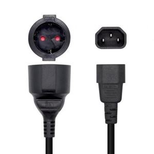 Adaptateur d'alimentation C14 mâle vers CEE7 femelle, 25 cm, noir, idéal pour connecter des appareils électriques dans des environnements domestiques - Product Image 1
