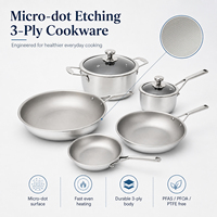 Set Peralatan Masak Stainless Steel Triply TIANXING Micro-dot Etching dengan Permukaan Anti Lengket, Lapisan PVD, dan Cocok untuk Kompor Induksi