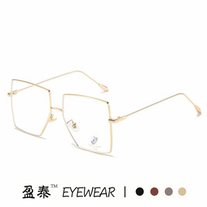 แว่นตาทรงสี่เหลี่ยมเต็มกรอบป้องกันแสงสีฟ้าสำหรับผู้หญิง เลนส์เรซิ่น กรอบโลหะ - Product Image 4