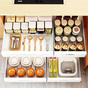 Organisateur de <span class=keywords><strong>tiroir</strong></span> de <span class=keywords><strong>cuisine</strong></span> extensible à glissière lisse, sans clou, avec cadre en métal robuste sous l'armoire - Product Image 5