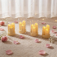 Bougies LED cylindriques à 3 têtes, sans flamme, effet cire, pour mariage, Noël, décoration intérieure, acceptant la personnalisation OEM ODM