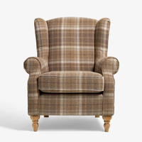 Fauteuil à dossier haut et accoudoirs roulés en tissu à armure épaisse, style Sherlock, pour salon, chambre à coucher, dressing