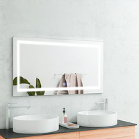 Miroir LED de vanité pour hôtel, personnalisé en usine, longueur sur mesure, avec éclairage mural UL, dégivreur tactile, verre de sécurité 5 mm, CCT 3000K-6000K