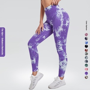 नए आगमन महिलाओं की निर्बाध टाई-डाई योग फिटनेस पैंट उच्च कमर कूल्हे उठाने वाले पेट तंग स्पोर्ट्स टाइट्स - Product Image 2