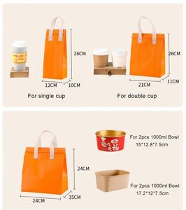 Bolsa Térmica de Papel de Aluminio No Tejido para Llevar Bebidas Frías y Calientes, Café, Entrega de Alimentos, Impermeable, Aislada, para Restaurantes - Product Image 6