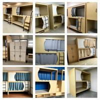 Lit superposé capsule en acier et bois pour hôtel, lit double capsule robuste et durable, achat en gros pour projets OEM