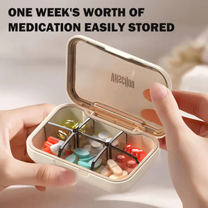 Factory Direct Portable 6-Compartment Cross Pill Box One-Week Medicine Storage Travel Repackaging Injection ABS Silicone Premium