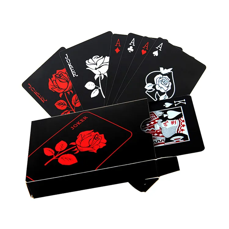 waterproof Black Rose New style PVC playing cards custom printing plastic black poker cards