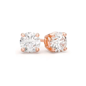 Boucles d'oreilles clous en moissanite ronde en argent 925 plaqué or rose, design unique, élégant et minimaliste pour tous les jours - Product Image 2