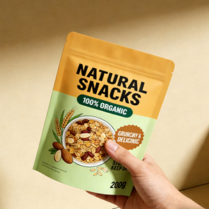 Sachet Doypack <span class=keywords><strong>pour</strong></span> flocons <span class=keywords><strong>d</strong></span>'<span class=keywords><strong>avoine</strong></span> et granola bio, imprimé avec logo personnalisé, en VMPET PE de qualité alimentaire avec fermeture zip - Product Image 3