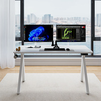 Bureau de travail moderne modulaire pivotant à succès – Poste de travail blanc ergonomique réglable en hauteur avec un moteur et 2 niveaux