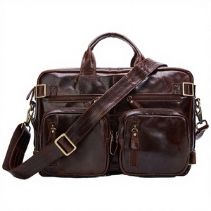 กระเป๋าหนังแท้แบบวินเทจอเนกประสงค์ ปิดด้วยซิป สำหรับใส่แล็ปท็อป เหมาะสำหรับนักธุรกิจชาย - Product Image 2